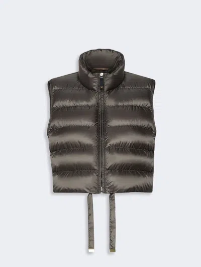 Max Mara Water-repellent Padded Cropped Gilet In Brown