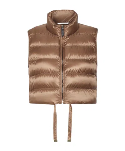 Max Mara Water-repellent Padded Cropped Gilet In Multi