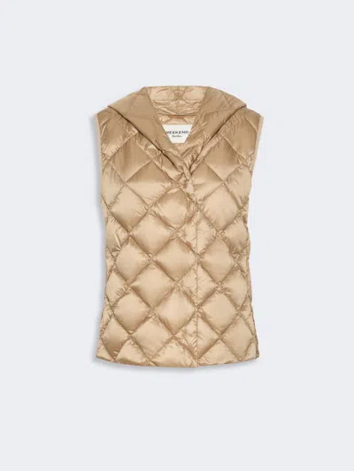 Max Mara Water-repellent Plain-weave Fabric Padded Gilet In Camel