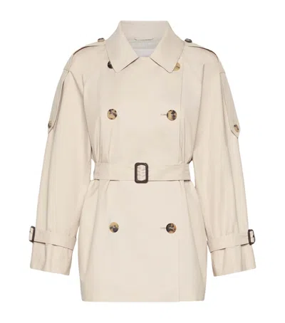 Max Mara Water-repellent Short Trench Coat In Beige