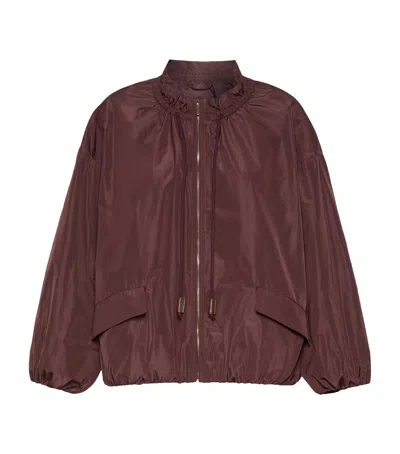 Max Mara Water-repellent Taffeta Bomber Jacket In Burgundy