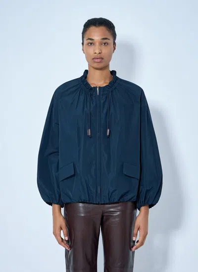 Max Mara Water-repellent Taffeta Bomber Jacket In Navy