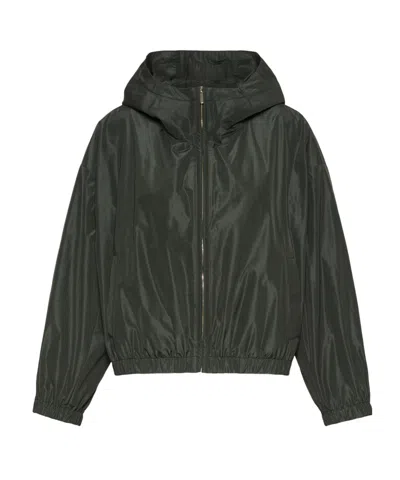 Max Mara Water-repellent Taffeta Hooded Jacket In Green