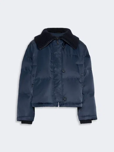 Max Mara Water-repellent Technical Twill Down Jacket In Navy