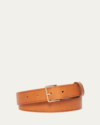 Max Mara Wavenlea Leather Belt In Tobacco