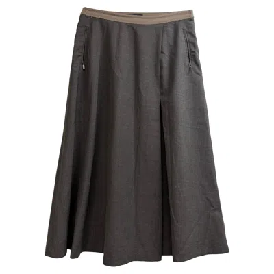 Max Mara Weekend A-line Midi Skirt In Brown Wool