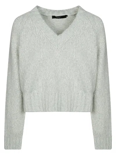 Max Mara Weekend Aloa Maglia Scollo V Cotone Alpaca Chine' In Green