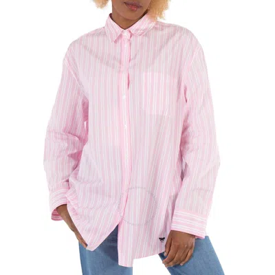 Max Mara Weekend Amati Long Sleeve Striped Cotton Shirt In Pink