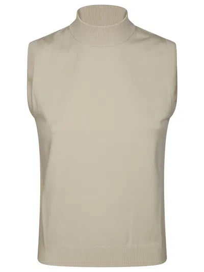 Max Mara Weekend Belgio Top Spalla Larga In Maglia In Beige