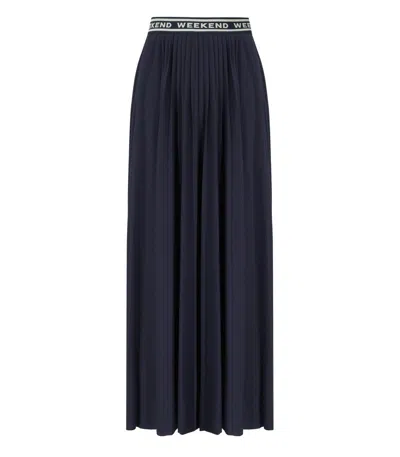 Max Mara Weekend Bleu Blue Pleated Skirt