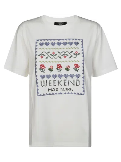 Max Mara Weekend Cabina T-shirt Ricami In White