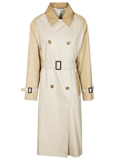 Max Mara Weekend Lightweight Gabardine Trench Coat With Color-blocked Details In Gray