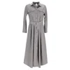 Max Mara Weekend Check Fischio Maxi Belted Dress In Grey Virgin Wool In Grey