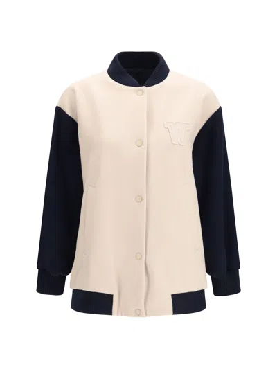 Max Mara Weekend Double Wool Oversized Bomber Jacket In Beige