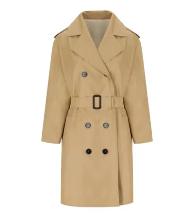Max Mara Double-breasted Trench Coat With Belted Waist In Neutral