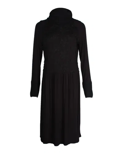Max Mara Weekend Embroidery Floral Dress In Black Viscose
