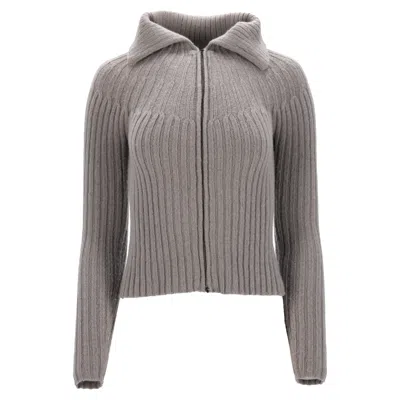 Max Mara Weekend Knitted Zipped Sweater In Grey Wool