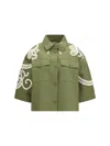 Max Mara Weekend Lace-embroidered Cotton Jacket In Green