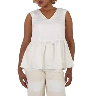 Max Mara Weekend Ladies Nebbie White Peplum Blouse