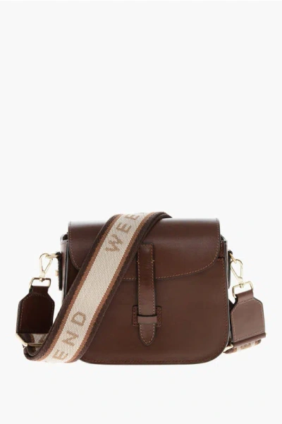 Max Mara Weekend Leather Rovigo Shoulder Bag With Removable Strap In Brown