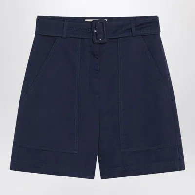 Max Mara Weekend   Bermuda Blue In Cotton And Linen