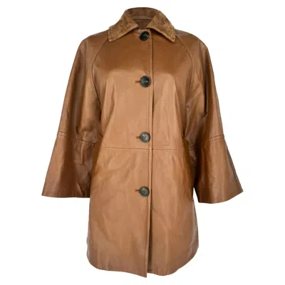 Max Mara Weekend  Camino Coat In Brown Leather