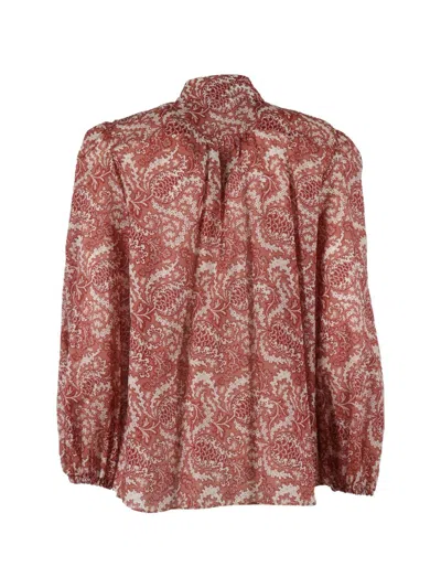 Max Mara Weekend  Cherry Period Blouse, White Amoebas In Brown