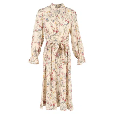 Max Mara Weekend  Ciad Floral Belted Midi Dress In Multicolor Silk