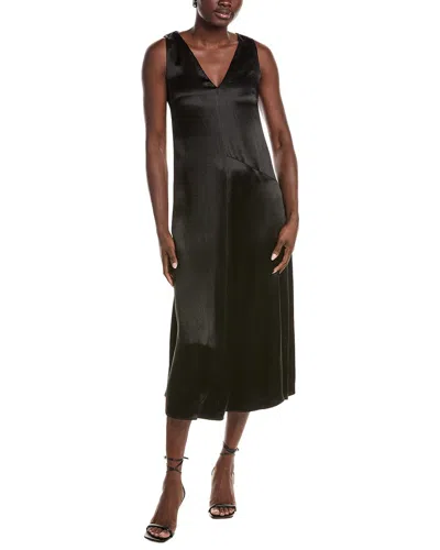 Max Mara Weekend  Cima Crushed Satin Midi Dress In Black