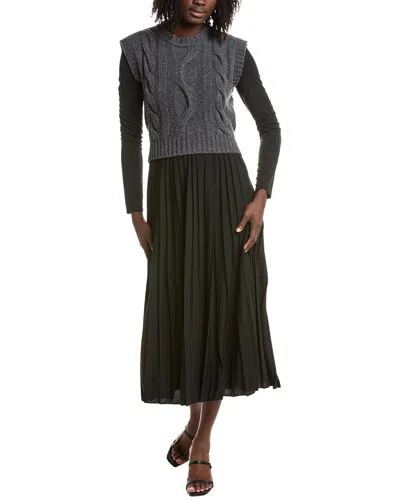 Max Mara Weekend  Ebro Twofer Wool Midi Dress In Black