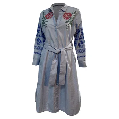 Max Mara Weekend  Giga Midi Dress In Blue Cotton