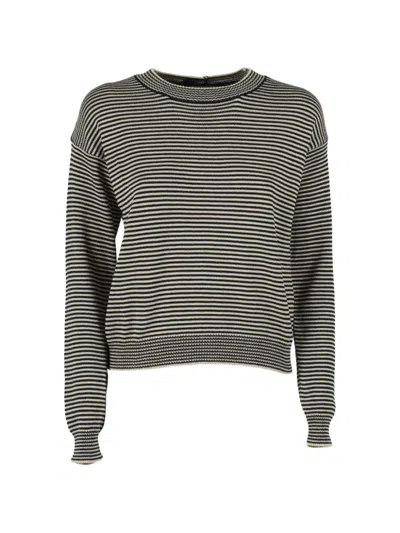 Max Mara Weekend  Giovane Navy Beige Striped Sweater In Multi