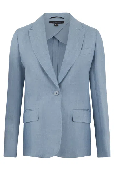 Max Mara Weekend  Linen Single-breasted Blazer In Blue