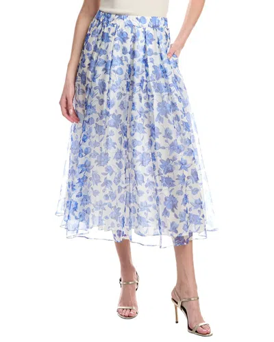 Max Mara Weekend  Marca Silk Midi Skirt In Blue