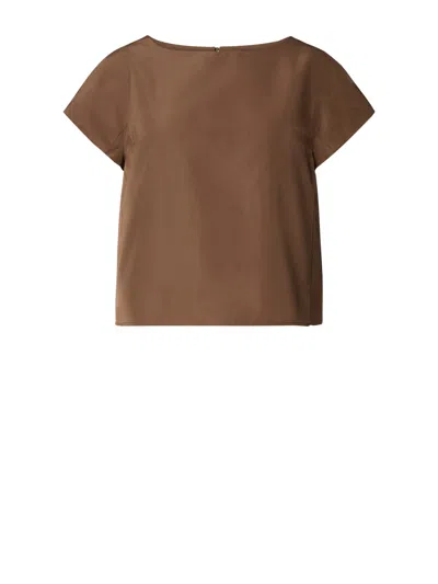Max Mara Weekend   Weekend Boxy Taffeta Top In Brown