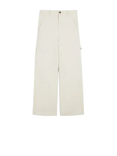 Max Mara Weekend   Weekend Workwear Trousers In Cotton Drill In White