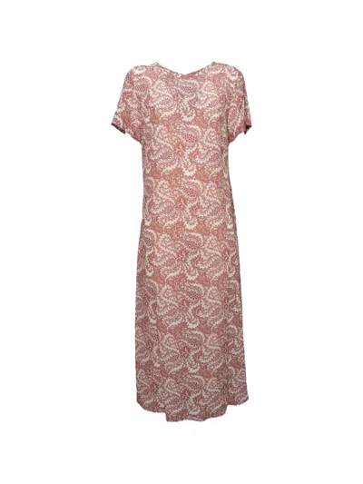 Max Mara Crespo Brick Red Long Dress In Pink