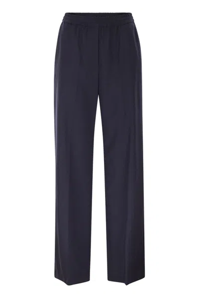 Max Mara Weekend  Wkdmallo - Pure Wool Canvas Trousers In Blue