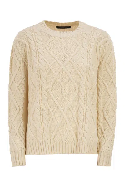 Max Mara Weekend  Raw Tenore Sweater With Cabled Knit In Brown