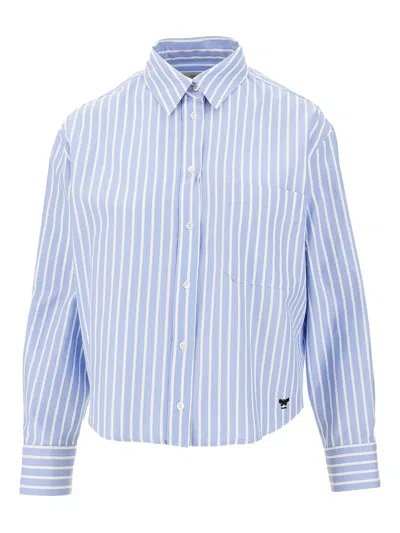 Max Mara Weekend  Short Cardboard Shirt Blue White Stripes In Multi