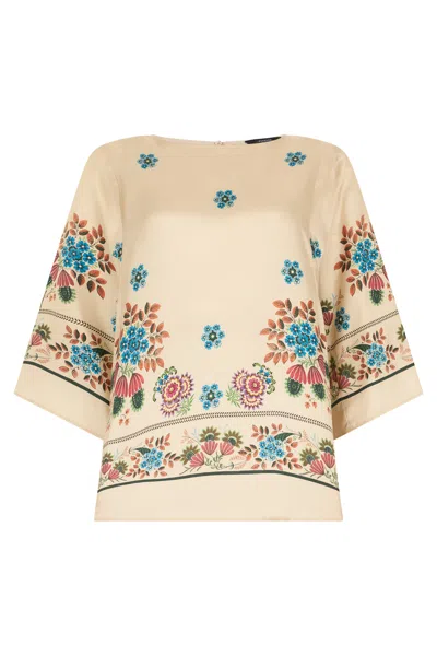 Max Mara Weekend  Silk Blouse With Floral Print In Neutral