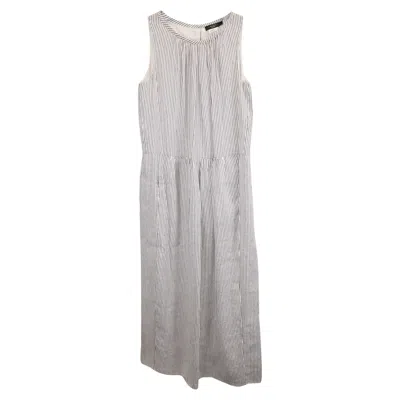 Max Mara Weekend  Striped Sleeveless Maxi Dress In Light Blue Cotton