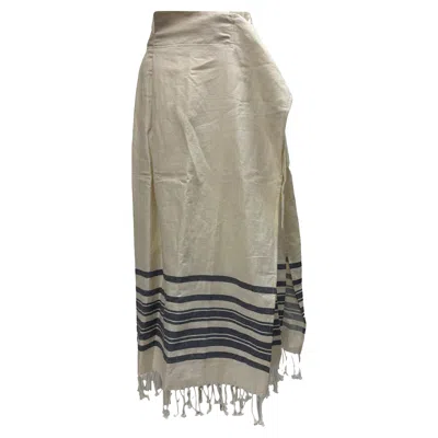 Max Mara Weekend  Targa Midi Skirt In White Linen