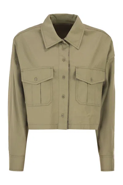 Max Mara Weekend  Wkdaccenni - Boxy Shirt In Cotton Panama In Green