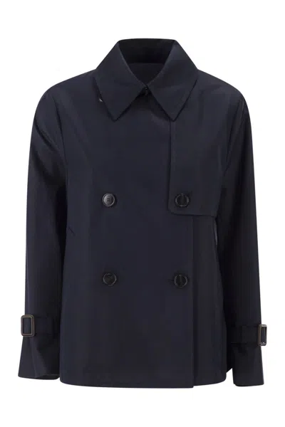 Max Mara Weekend  Wkdbiglia - Water-repellent Gabardine Trench Coat In Blue