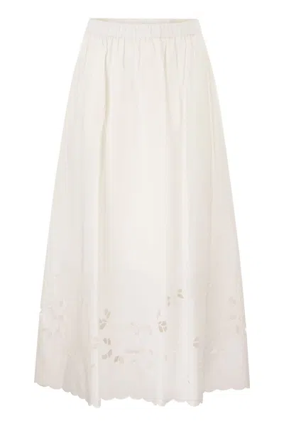 Max Mara Weekend  Wkdcaravan - Midi Skirt In Cotton Poplin In White