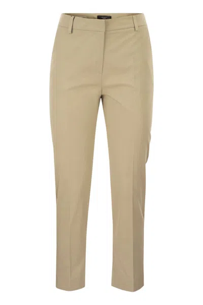 Max Mara Weekend  Wkdcecco - Slim Fit Trousers In Stretch Cotton In Neutral
