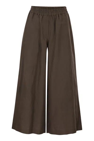 Max Mara Weekend  Wkdfelino - Wide-leg Linen Trousers In Gray