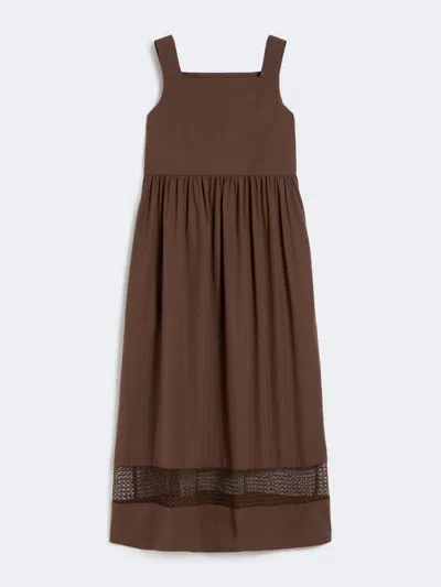 Max Mara Cotton-poplin Sleeveless Dress In Brown