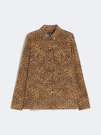 Max Mara Weekend  Wkdlemma - Printed Silk Shirt With Pockets In Brown